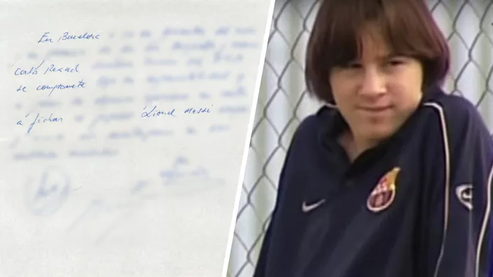 La première promesse de contrat de Messi à 13 ans écrit… sur une serviette, mise en vente